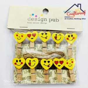 Heart Smile Wooden Clips