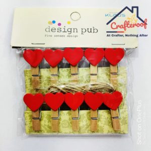 Red Heart Wooden Clips