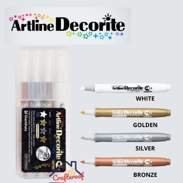 Artline Metallic Brush Marker Set - 4pc