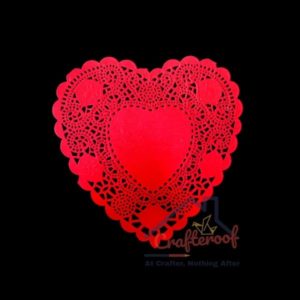 6 inch Heart Doily #2 – Red