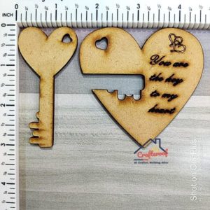 Heart Key Lock -Mdf Cutout