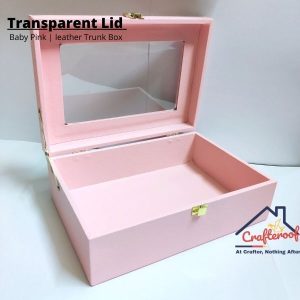 Transparent Lid Trunk Box – Baby Pink