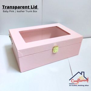 Transparent Lid Trunk Box - Baby Pink