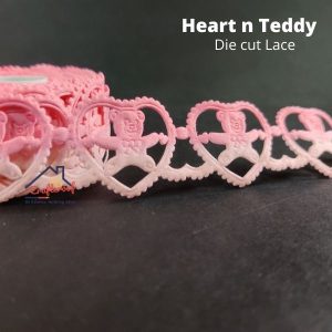 Heart Teddy Lace – Pink n Peach – Diecut Lace
