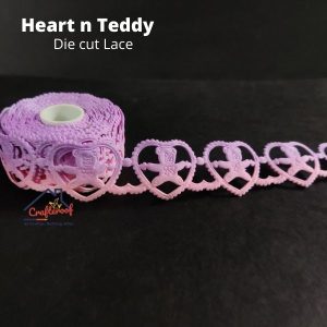 Heart Teddy Lace – Purple – Diecut Lace