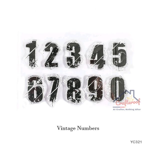 Vintage Numbers - Clear Stamp