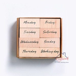 Wooden Week days Rubber Stamp – Set of 8 pcs