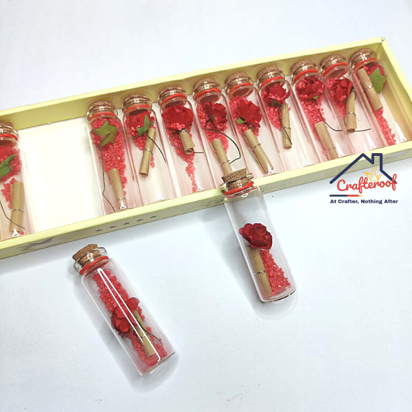 Rose Message Bottle With Message Roll - 12pcspack