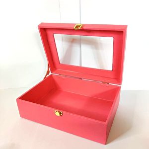 Transparent Lid Trunk Box – Rose Pink