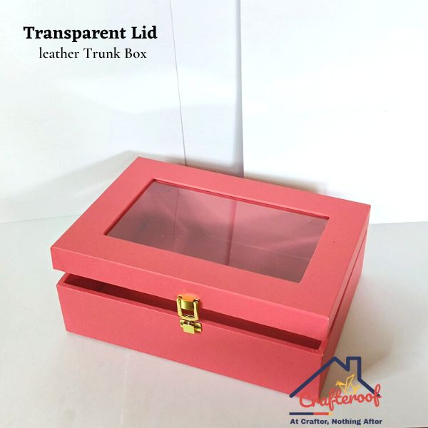 Transparent Lid Trunk Box - Rose Pink
