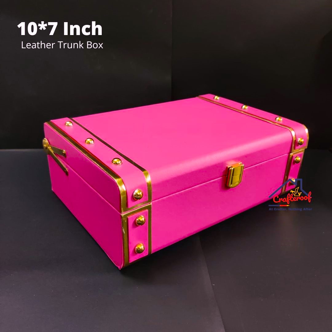 Dark Pink Leather Trunk Box - 107 inch