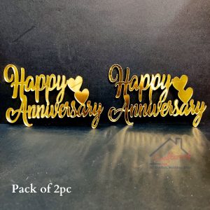 Happy Anniversary Golden Acrylic Cutout – 2pc/pack