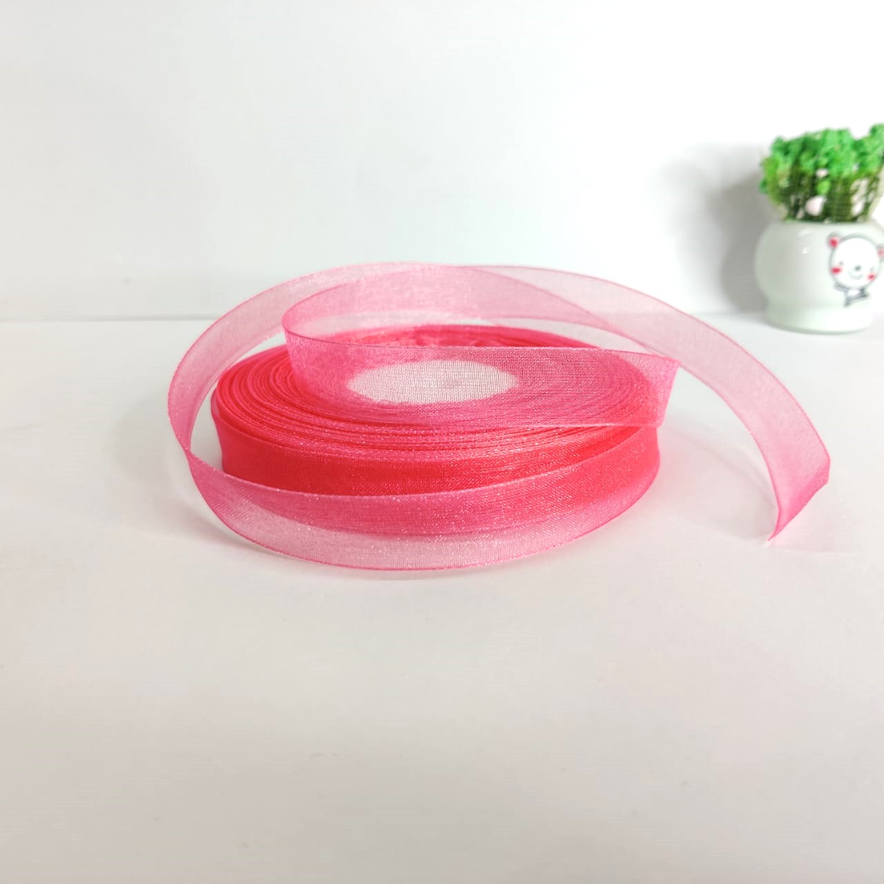 Hot Pink - Sheer Organza Ribbon - ( 1 - 1/2 Inch