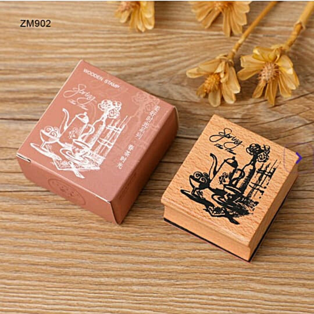 Spring Tea time - Wooden Stamp