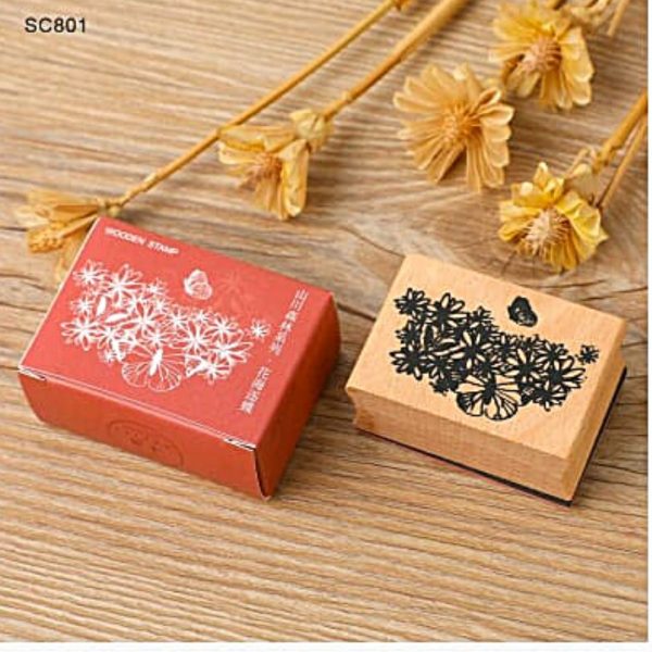 Floral Butterfly - Wooden Stamp