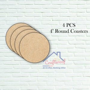 4 inch Round Mdf Coaster - 4pc/pack