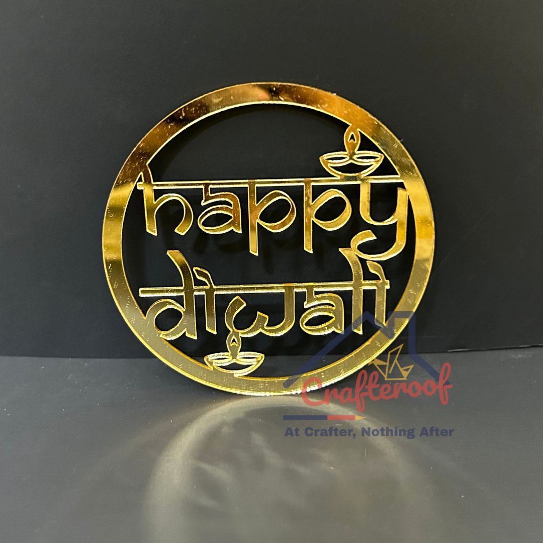 Happy Diwali #2 Golden Acrylic Cutout - 10 pcspack