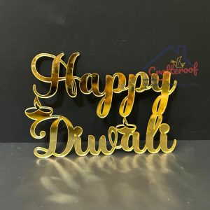 Happy Diwali #7 Golden Acrylic Cutout – 10pcs/pack