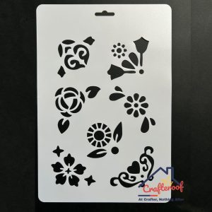 Floral and Corner Elements Stencil