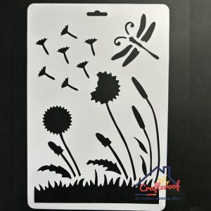 Grassy And Floral Background Stencil