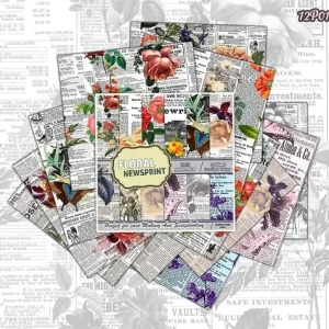 Floral Newsprint - 1212 Paper Pack
