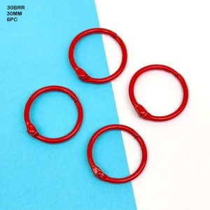 Red Scrapbooking Ring 30mm - 6pc