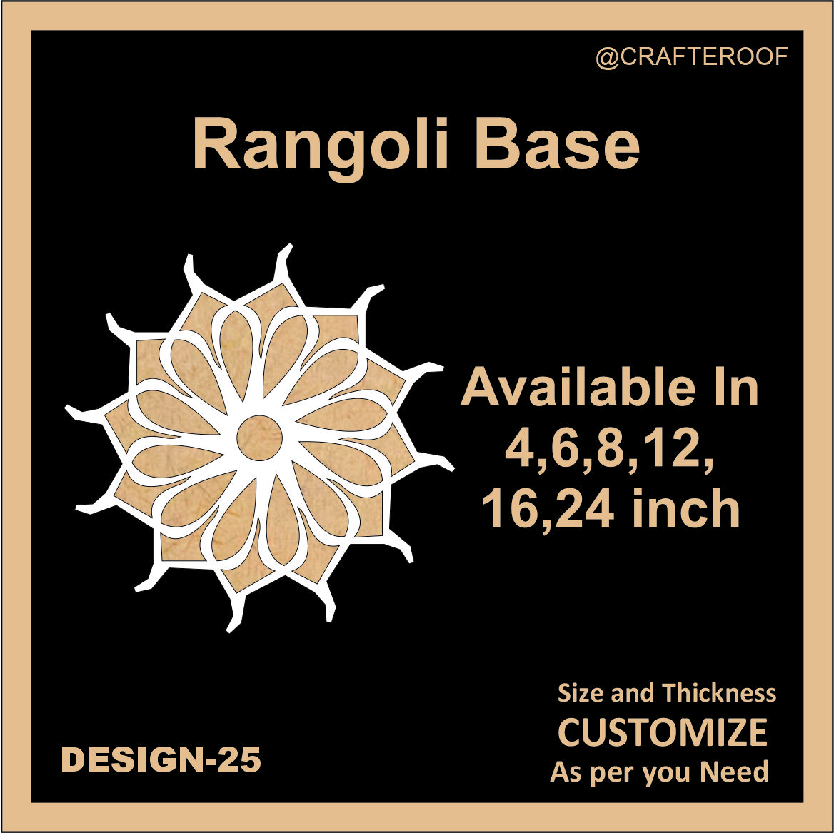 Reusable Rangoli base #25 - To fill color