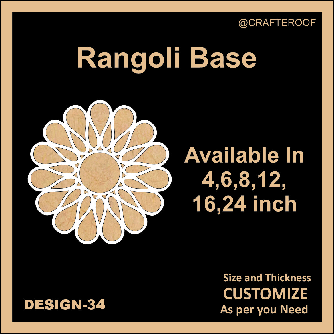 Reusable Rangoli base #34 - To fill color