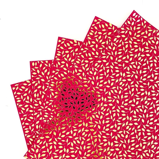 Hot Pink Leaves Paperpad - 10 Sheets (Gold Foiled)