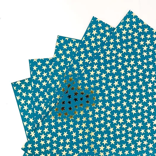 Teal Stars Paperpad- 10 Sheets (Gold Foiled)