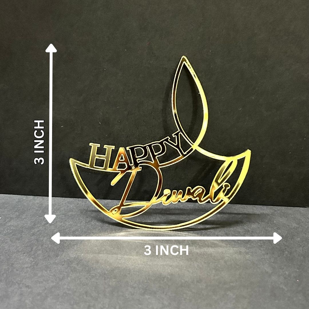 Happy Diwali #12 Golden Acrylic Cutout – 10 pcspack