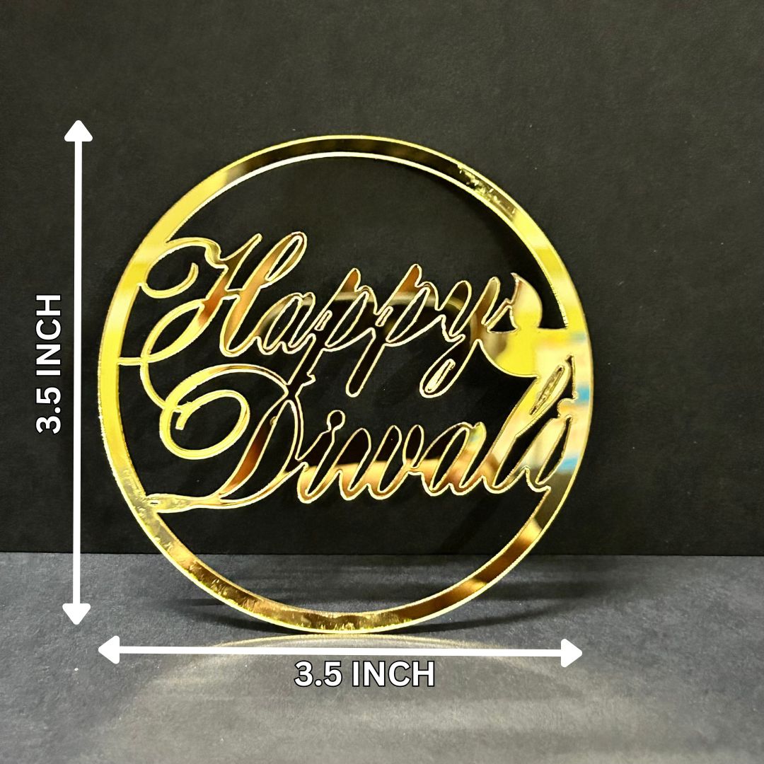 Happy Diwali #18 Golden Acrylic Cutout – 10 pcspack