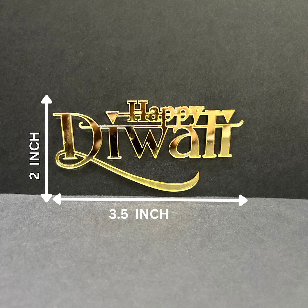 Happy Diwali #9 Golden Acrylic Cutout – 10 pcspack