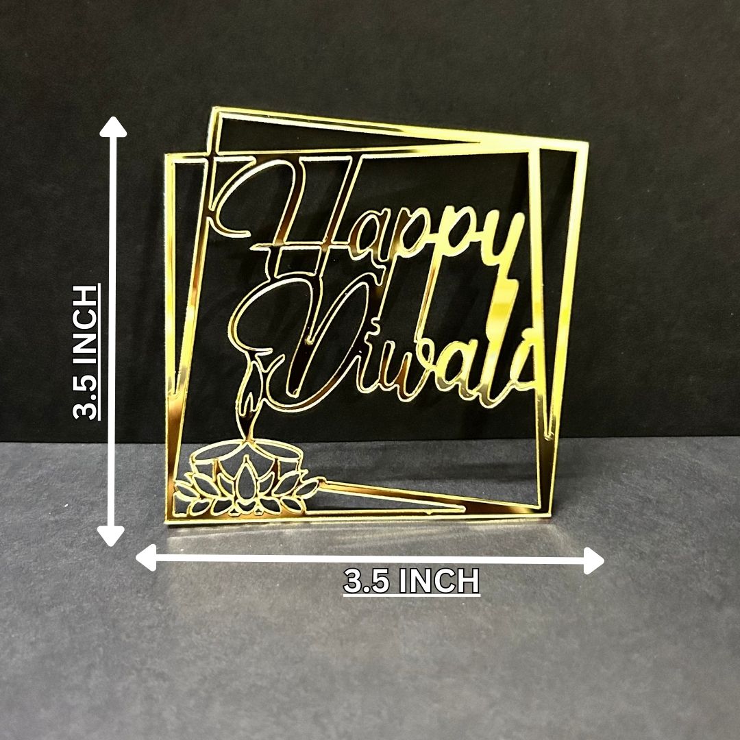 Happy Diwali Golden Acrylic Cutout